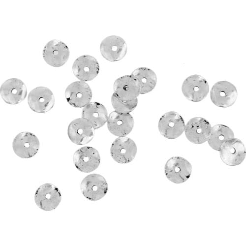 DoreenBeads Zinc Based Alloy silver color Wavy Spacer Beads DIY Components About 8mm( 3/8") Dia, Hole: Approx 1.5mm, 50 PCs