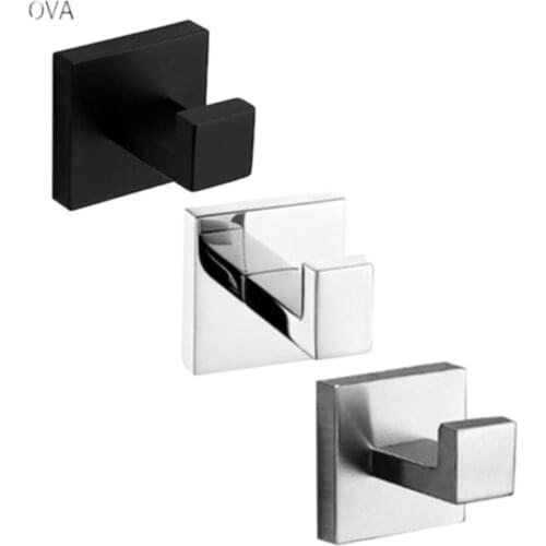 Mirror Polished /Matte Black /Brushed Stainless Steel Robe Hook Towel Hook Wall Mount Square Towel Robe Coat Hat Door Hanger