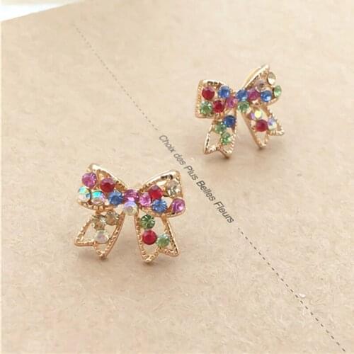 Crystal Bowknot Oorbellen Bow Women Ear Studs Earrings Brincos Charm Rhinestones Earrings For Women Fashion Jewelry