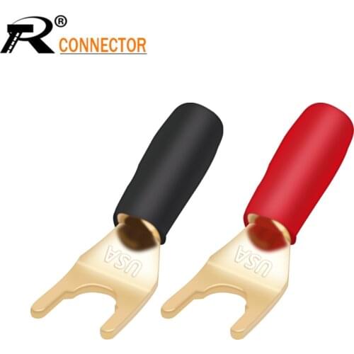 10PCS Gold-plated Copper Banana Plugs U/Y Type High quality Banana Connector Speaker Wire Connector With Plastic Handle Case