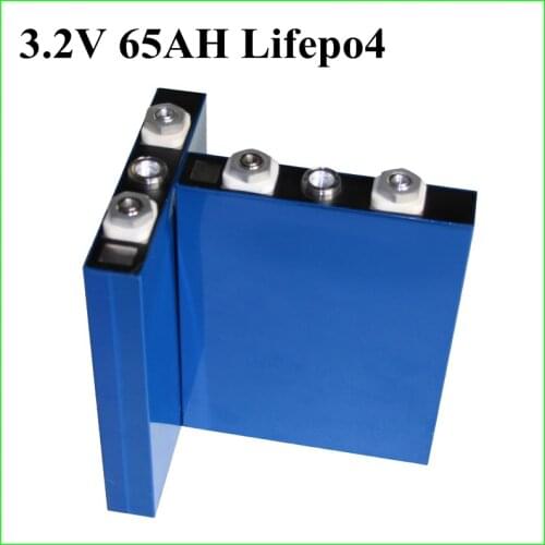2pcs Rechargeable 3.2v 65Ah Lifepo4 Lithium Iron Battery 5C Discharge for DIY 12V 24V 36V Panel Solar Electric Bike Electric Car