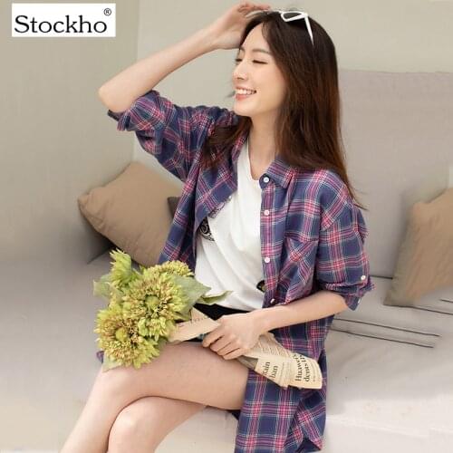 2021 Fashion Womens Shirts Summer Womens Long Sleeve Shirts Plaid Casual Tops Pure Cotton T-shirts Loose Free Size Tops 18-35Y