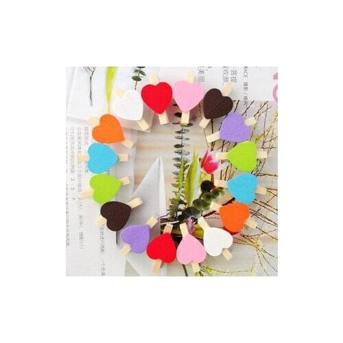 50PCS mixed color brand quality wooden cute cartoon pattern clip love message photo clip