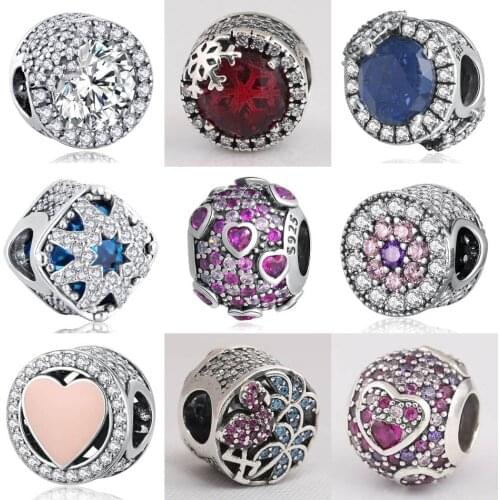 Authentic S925 DIY Jewelry Bead Snowflake Burst of Love Swiss Wonderful Love Floral Charms fit Lady Bracelets