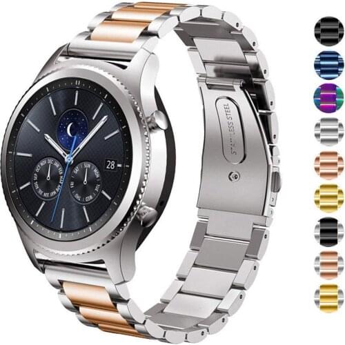 42mm 46mm Rose Gold High Quality Three Beads Stainless Steel Wristband for Samsung Galaxy Watch Gear S3 Smart Watch Strap