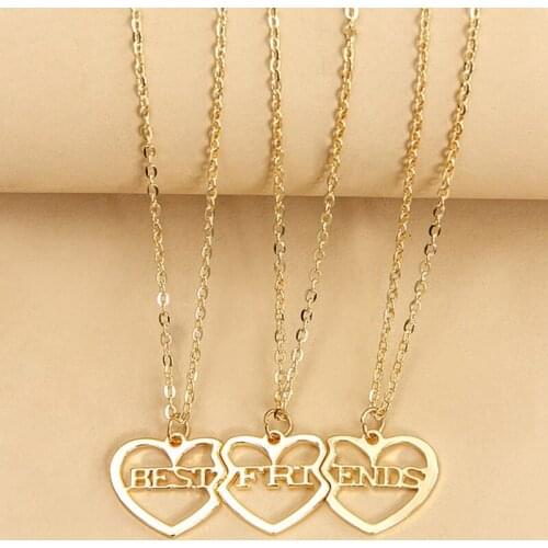 3pcs/set Three Bset Friend Forever Alloy Pendant Necklace Letter Heart Couple Girlfriend The Best Gift Women Jewelry