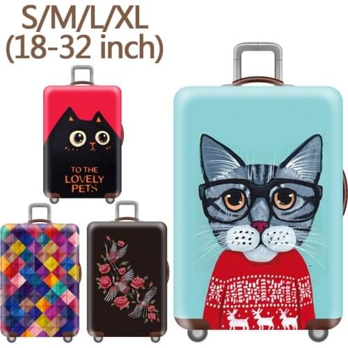 Luggage Case 3D Travel Suitcase Trolley Case Protective Cover Dust Cover Elasticity 18-32 Wear-resistant Durable Thickening