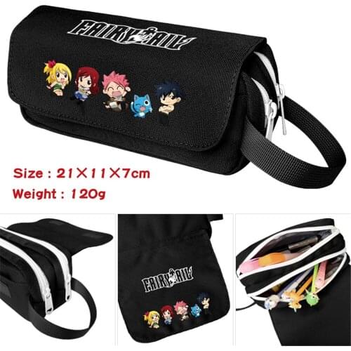 Anime Fairy Tail Pencil Case Cartoon Nylon Zipper Student Penbag Travel Women Makeupbag Cosmetic Bags Stationery Gift