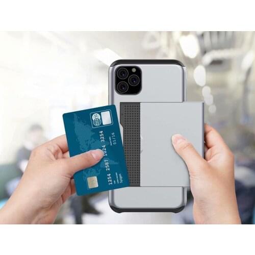 Slide Credit Card Slot Wallet Phone Case For iphone 11ProMax Armor TPU Shockproof Capa For iPhone 7 8 Plus X XR XSMAX phone case