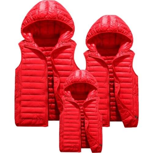 Children Down Vests Boys Girls Vest Plus-size Waistcoat Parent-child Ultra-thin Warm Vest