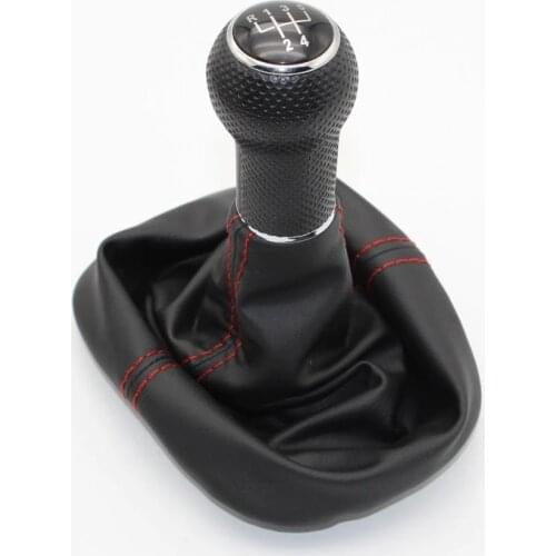 For VW Bora 1999 2000 2001 2002 2003 2004 2005 Car-Styling 5 Speed Gear Lever 12 mm Hole Car Shift Knob Leather Boot Red Line