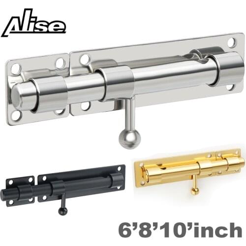 Alise Slide Bolt Gate Latch Safety Door Lock with Padlock Hole,5/8-Inch Dia Bar Heavy Duty Solid Stainless Steel Chrome Finish