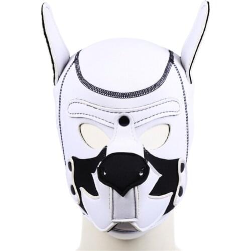 Fetish Gay Rubber Puppy Play Dog Hoods Full Head Bondage Slave Mask BDSM Hood Erotic Sex Cosplay Adult Toys for 18+ Men Gay