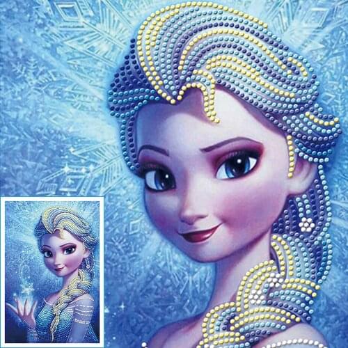 DIY 5D Diamond Painting Disney Cartoon Frozen Princess Elsa Cross Stitch Embroidery Mosaic Wall Decor Childrens Birthday Gift