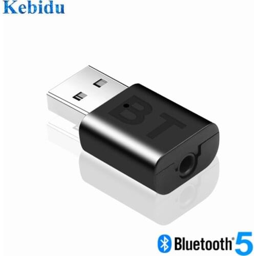 KEBIDU Wireless USB Bluetooth Audio Receiver Adapter Home Car Stereo Music AUX Adapter Bluetooth5.0 for Car PC Phone Tablet MP3