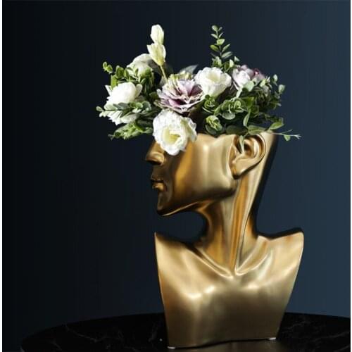 Ceramic Human Head Vase Abstract Half Body Flower Pot Modern Home Decoration Accessories Desk Office Interial Decor