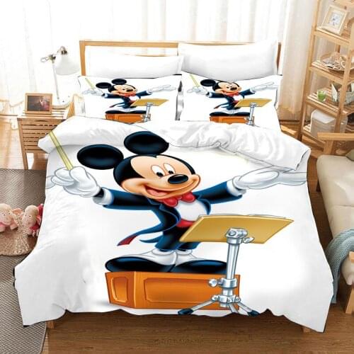 Mickey mouse 3D print bedding set king size quilt covers for kids double home textile 3pcs childrens bed decor cartoon discount