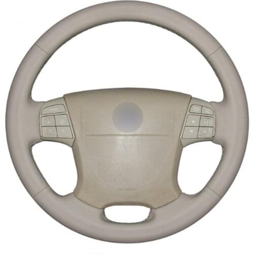 Top Leather Steering Wheel Hand-stitch on Wrap Cover For Volvo S80 2006-2009 XC70 2007-2010 V70 2009