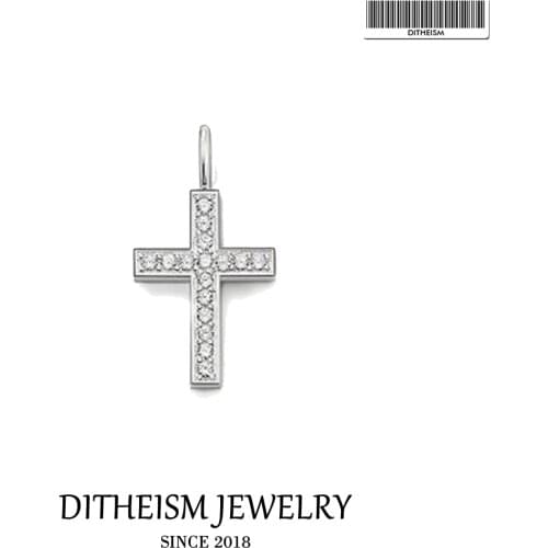 Pendant Cross White Stones Classic Design 925 Sterling Silver Fit Necklace 2021 Women Fine Jewelry Accessories Protection Gift