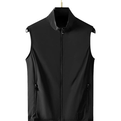 Spring and Summer New Men Slim Standing Collar Zipper Jacket Leisure Lightweight Vest Increase Coat Fashion Everything