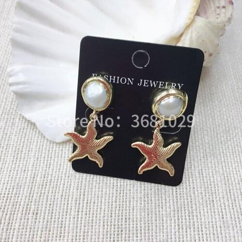 Girls' soft seashell and starfish earrings of 2018 are stylish and simple with a wide range of pearl earrings