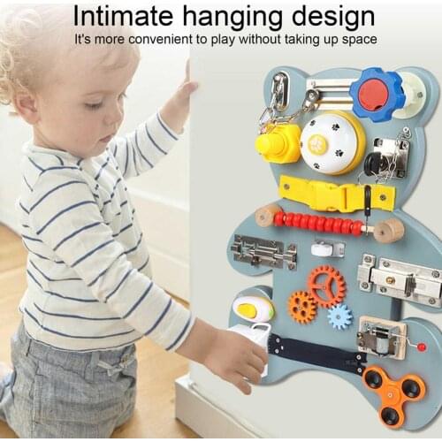 Bear bustle about Board Children Montessori Wall Game Board Music Mechanism Unlock Toy Early Education Learning Toy