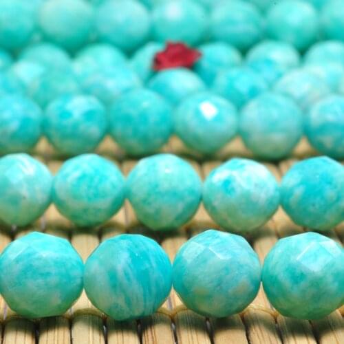 Natural Amazonite Faceted Round Loose Beads Wholesale Gemstone Semi Precious Stone Bracelet Necklace Diy Jewelry Making Design