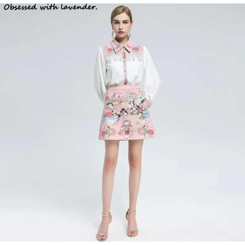 Obsessed with lavender.The new goddess pink two-piece short skirt shirt tassel decoration is elegant in spring and summer