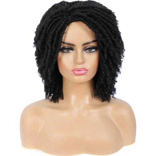 Dreadlock Wig Braided Twist Black Brown Short Heat Resistant Crochet Soul Locs Synthetic Hair Wigs for Black White Women