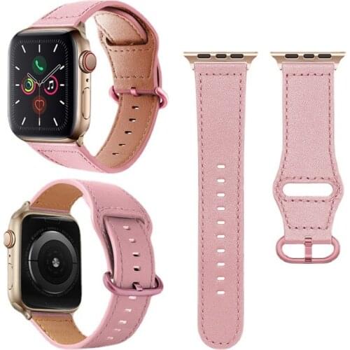 Leather Strap For Apple Watch Series 6 5 4 3 2 1 SE First Layer Leather Metal Buckle Fashion Iwatch Band 38mm 40mm 42mm 44mm