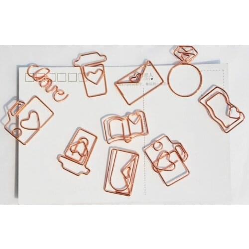 Rose gold diamond clip love series metal paper clip bookmark befriend metal paper clips