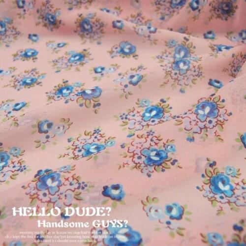 LEO&LIN Small Flower Light Orange Silk Georgette Chiffon Lightweight Skirt Shirt Fabric Fabric DIY Sewing