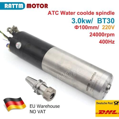 Permanent Power ATC Spindle 3KW 220V /380V Water Cooling Spindle With BT30 Tool Holder