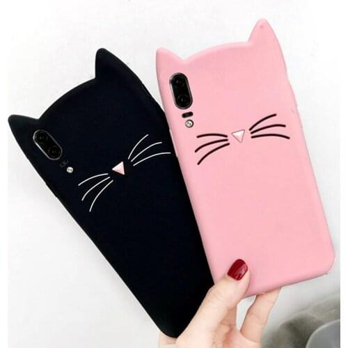 Cute Cat Silicon Case For Huawei P30 Lite Pro Phone Cover Y5 II 2017 Y6 Prime Y7 2018 3D Cartoon Soft Back Mobile Phone Bags