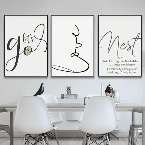 Nordic Letter Lines Minimalist Simple Style Canvas Print Painting Poster Art Wall Pictures for Living Room Home Decor