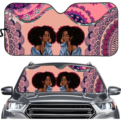 Car Windshield Sun Shade Anti UV Rays Sun Visor Protector Boho Black Art Girl Sunshade Easy To Use Fits Windshields of Various