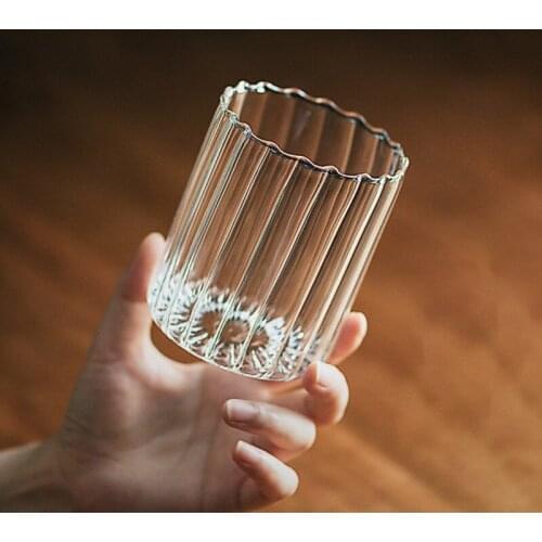 350ML Striped Drinking Glasses Cup Heat-Resistant Whiskey Beer Espresso Coffee Mug Milk Tea Lemon Juice Cup Kitchen Glassware