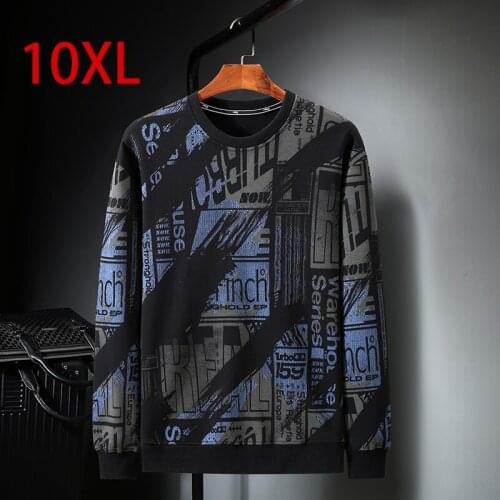 Plus 10XL-XL 2021 Spring Trendy Men Sweatshirt Stitching Loose Top Big Long-Sleeved Sweatshirt Round Neck Sweatshirt Men