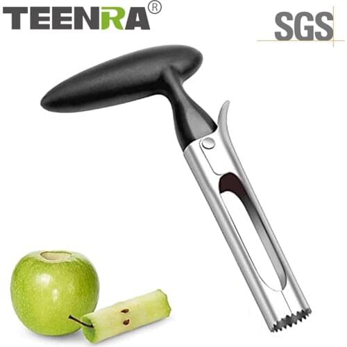 TEENRA Stainless Steel Apple Corer Remover Fruit Core Cutter Knife Corners Non-slip Vegetable Pear Core Removed Kitchen Gadget