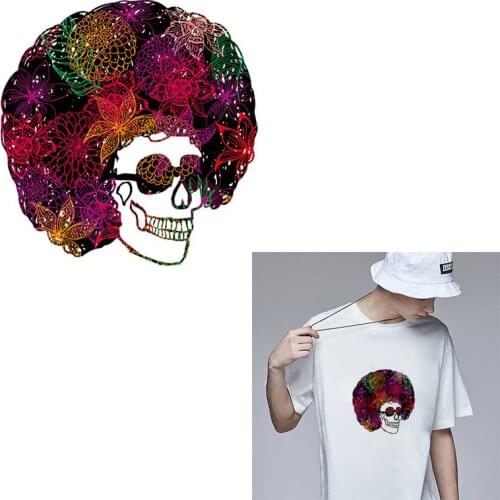 Rock Colorful Explode Head Iron-on Transfers For Clothing Thermo Adhesive Patches Clorhing Stckers Applique Decor Sticker DIY