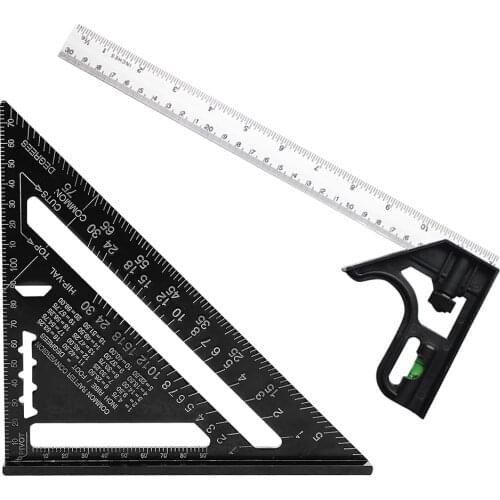 7 inch Triangle Angle Ruler Aluminum Alloy Triangular Measuring Ruler Woodwork Speed Square Triangle Angle Protractor Dropship