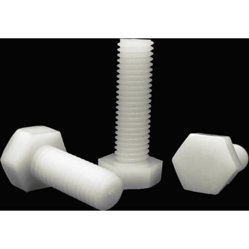 30pcs M3 nylon hex head screws outer hexagon screw PA66 Insulating plastic bolts mechanical bolt white color 4mm-30mm length