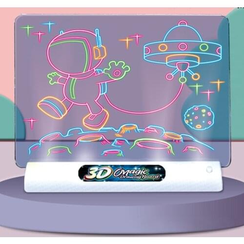 Magic Luminous 3D Drawing Board Daw With Light-Fun Sketchpad Board Fluorescent Pen Russian English Light Up Play Toys For Kids