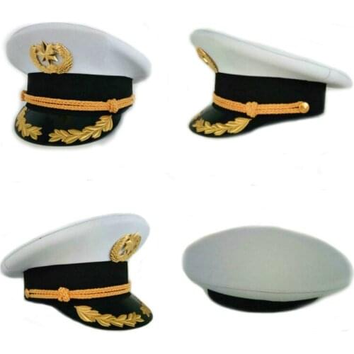 Security White Big Cap Band White Big Cap Fashion Hats 2020 Woman and Men Military Hat Military Army Police Uniforms Captain Hat