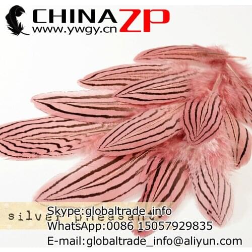 CHINAZP Factory 2000pcs/lot 8~10cm Length Fantastic Party Decoration Dyed Dusty Pink Silver Pheasant Plumage Feathers