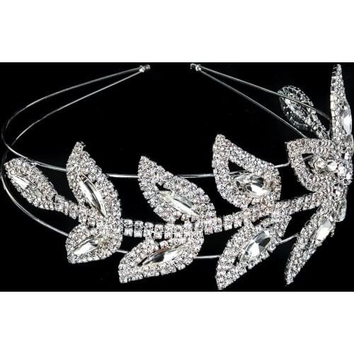 New Fashion Petal Fairy Crowns Full Crystal Tiara Ladies Elegant Headwear Bridal Wedding Headband