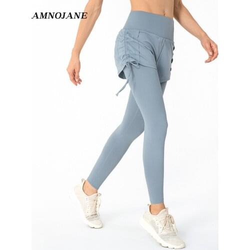 Womens Pants Leggings For Fitness 2 In 1 Tights Sweatpants High Waist Drawstring Yoga Legging Sport Women Joggers Tracksuit