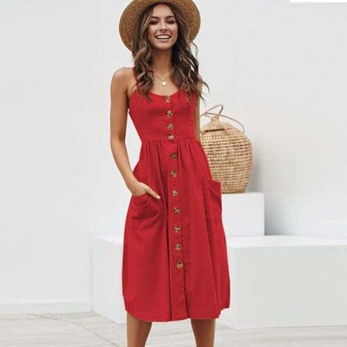 WYWMY Sleeveless Women Dress Casual Solid Colors Striped Long Dresses Female Sexy V-Neck Button Boho Beach Midi Dress Plus Size