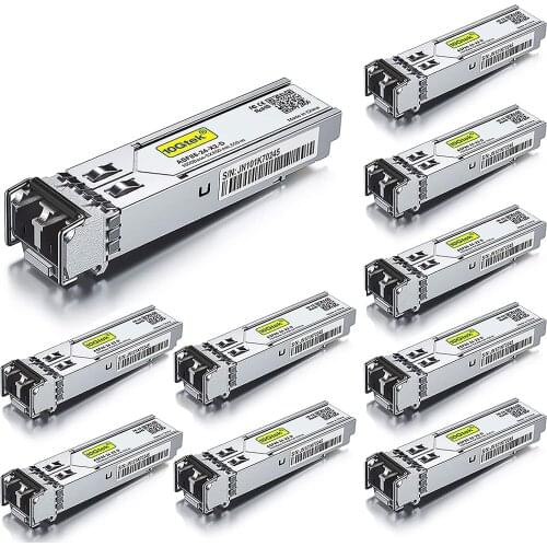 1.25G SFP 1000Base-SX, 850nm MMF, up to 550 meters, Compatible with Cisco GLC-SX-MMD, Meraki MA-SFP-1GB-SXU, Pack of 10