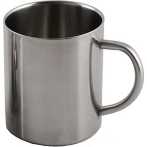 1pcs New Portable Stainless Steel Mug Cup Silver Double Wall Travel Tumbler Coffee Mug Tea Cup 220ml 300ml 400ml